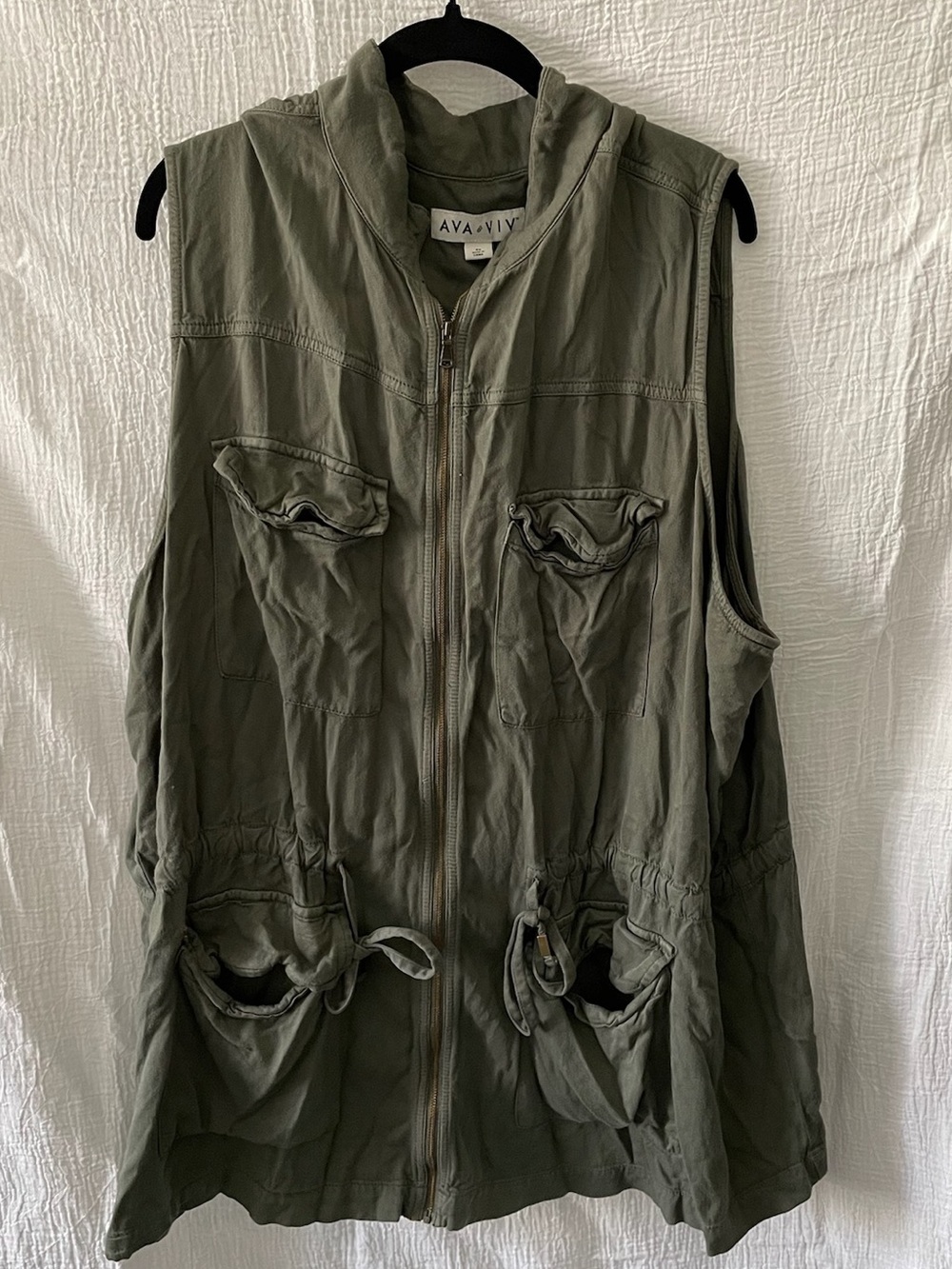 Ava & Viv Lightweight Draped Cowl Tunic Sweater in Taupe